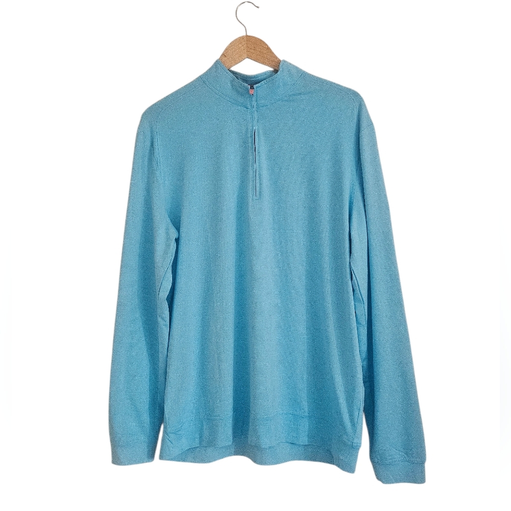 Johnnie-O Vaughn Prep-Formance Quarter-Zip Pullover – Blue Tonal Stripe, Men's L